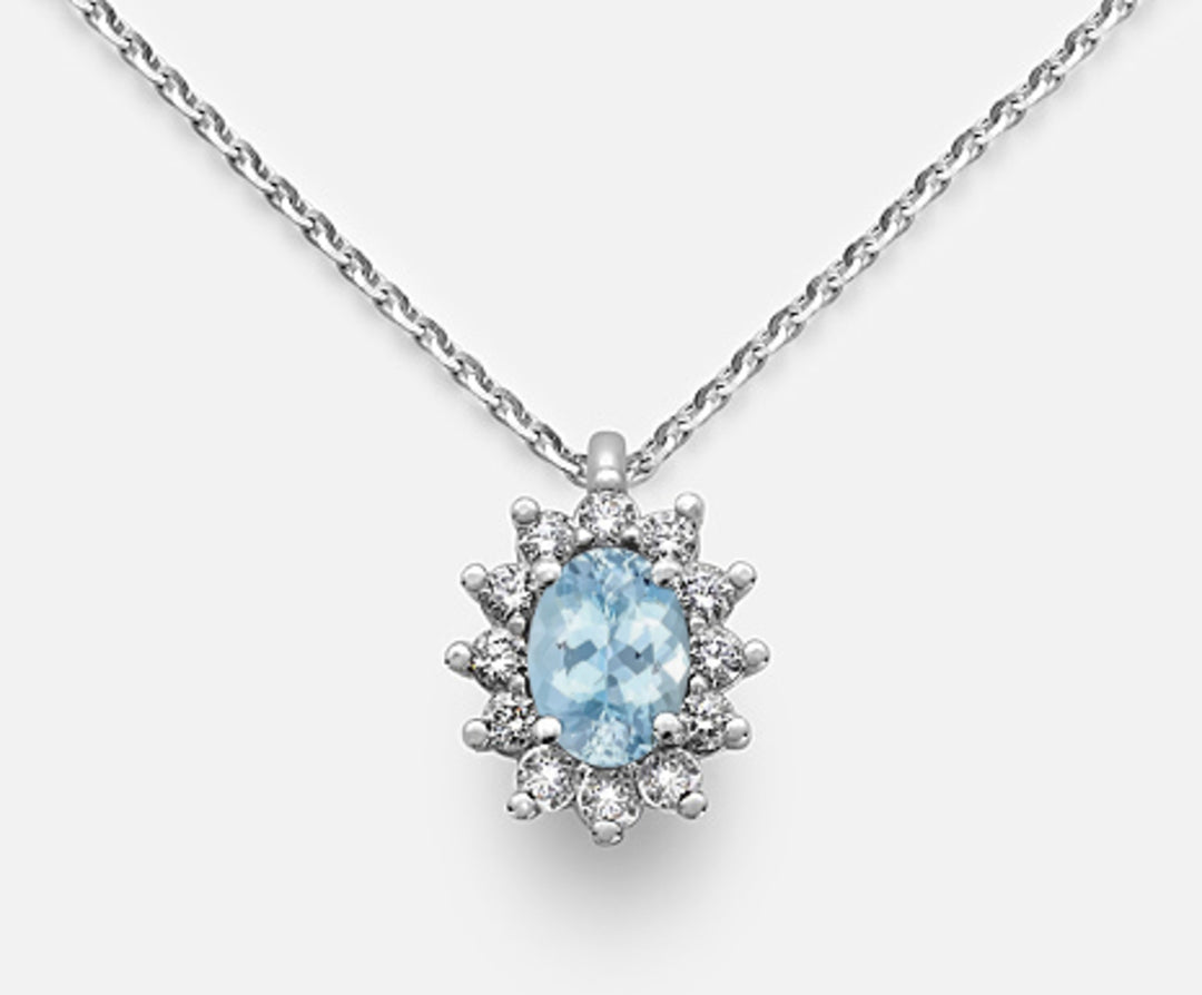 Nihama cl 18k oval aquamarine 6x4 ct.0.30 diam. 0.23 ct ND5047O4AM