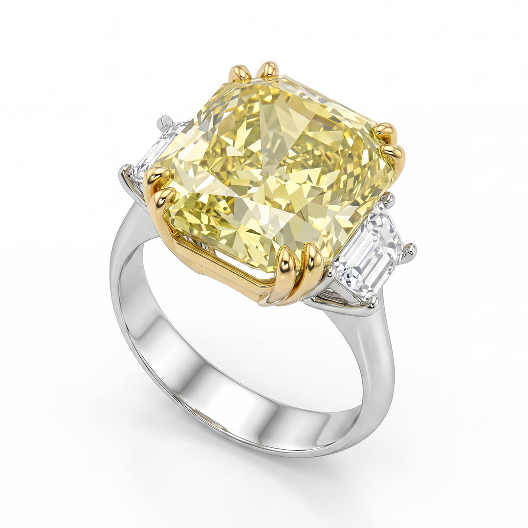 World Diamond Group fancy oct diamond ring 13x12 and lateral trapezoids APU497DFY-24204110033
