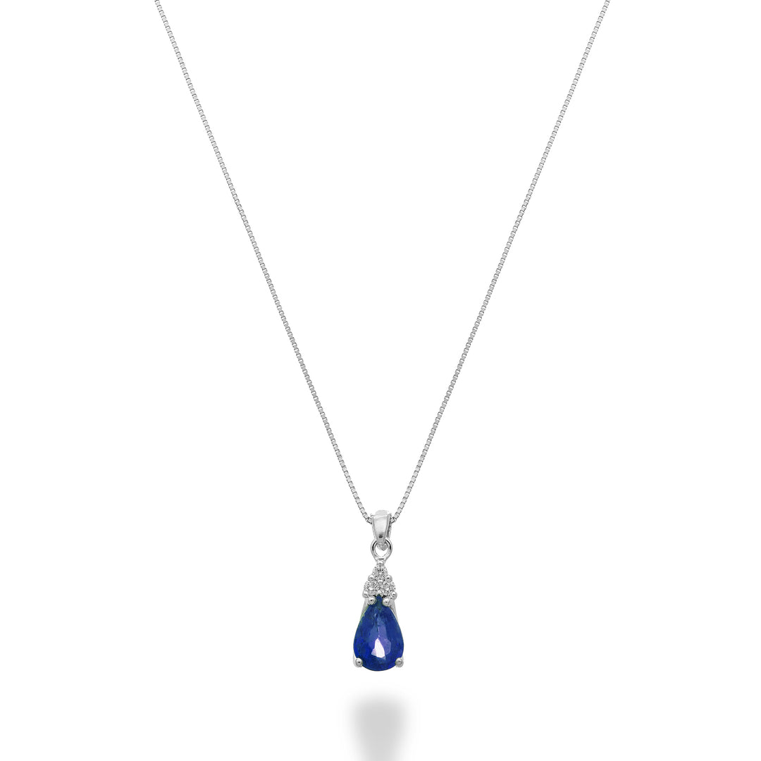 Nihama cl 18k sapphire drop 6x4 with three diamonds ND5192O4ZFD