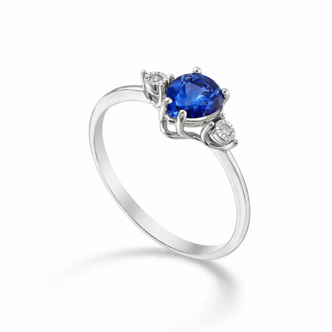 Nihama an 18k sapphire drop 7x5 and side diamonds NA5214O4ZFD
