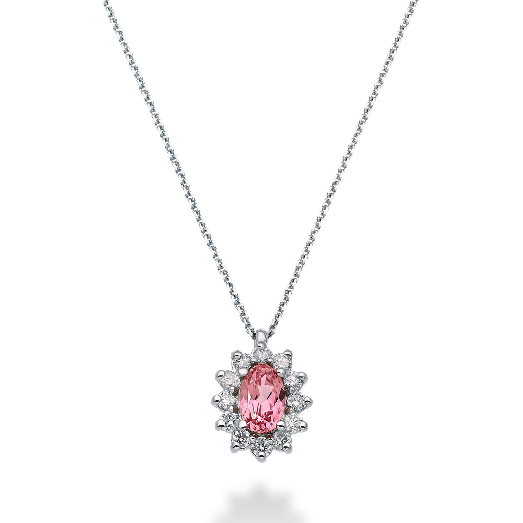 Nihama cl 18k oval pink sapphire 6x4 ct.0.60 diam. 0.23 ct ND5047O4ZFRP