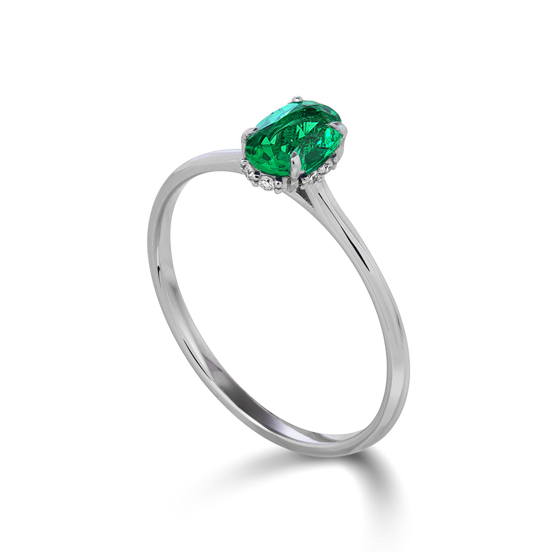Nihama an 18k emerald n. oval 5x4 update set with diamonds NA5218O4SMN030