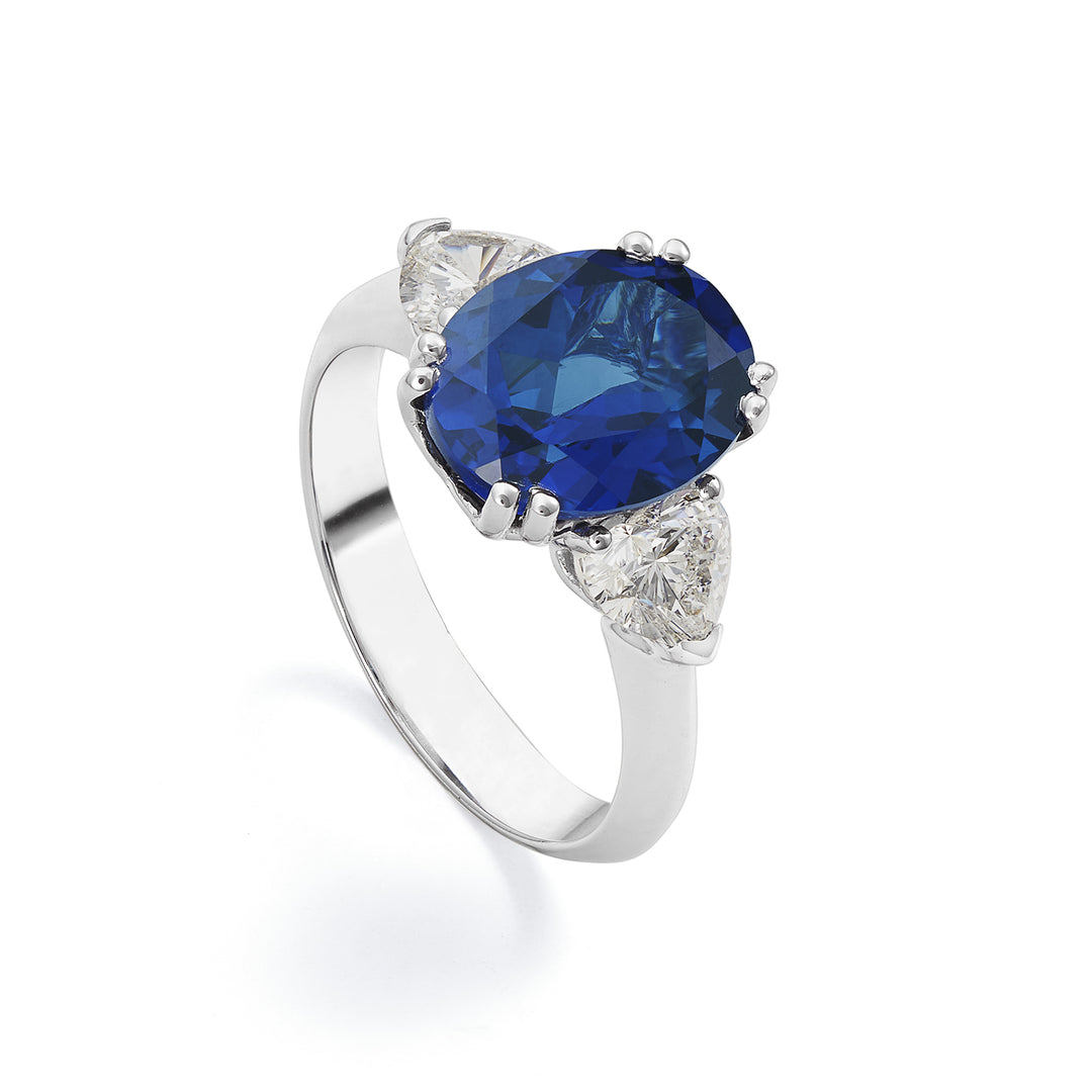 X-Diamond an 18kt lab g.d. heart total ct 1.00 lab sapphire 9x11 ct 4.70 LXDACL098DZ750