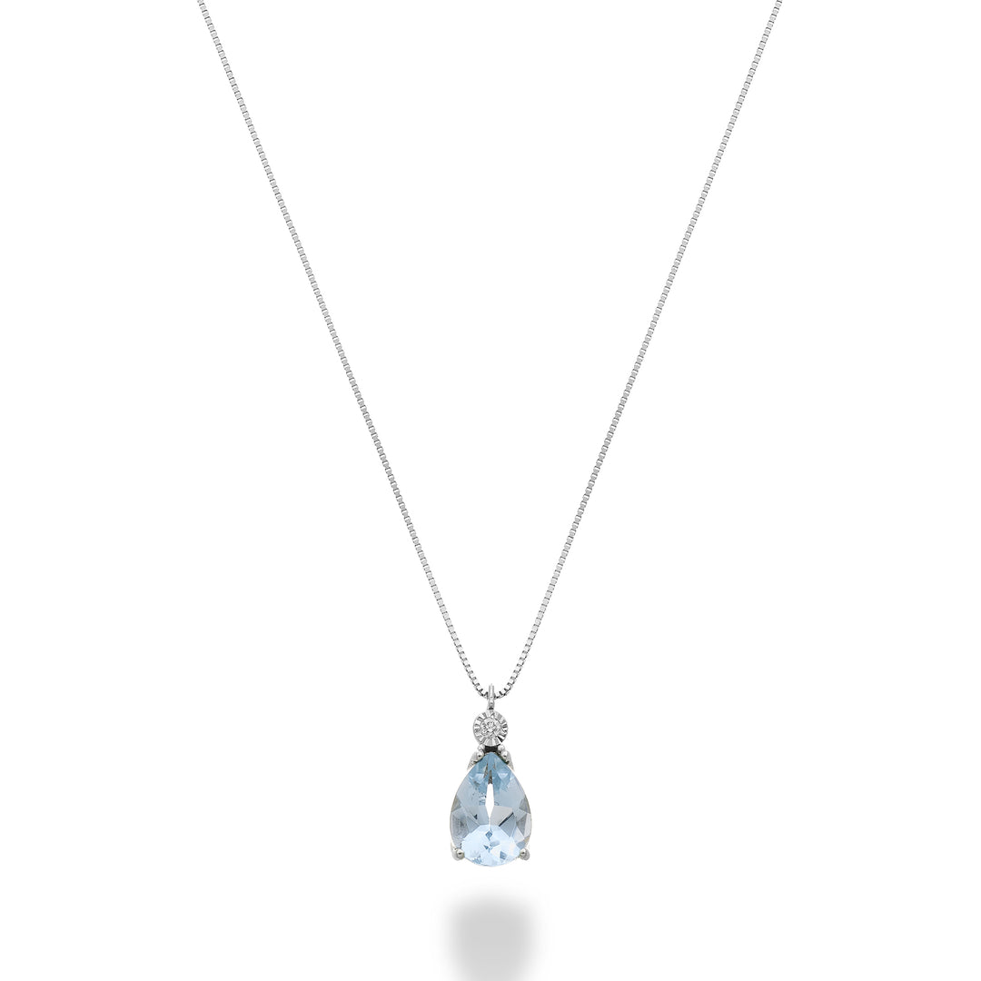 Nihama cl 18k aquamarine drop 7x5 with diamond ND5194O4AM