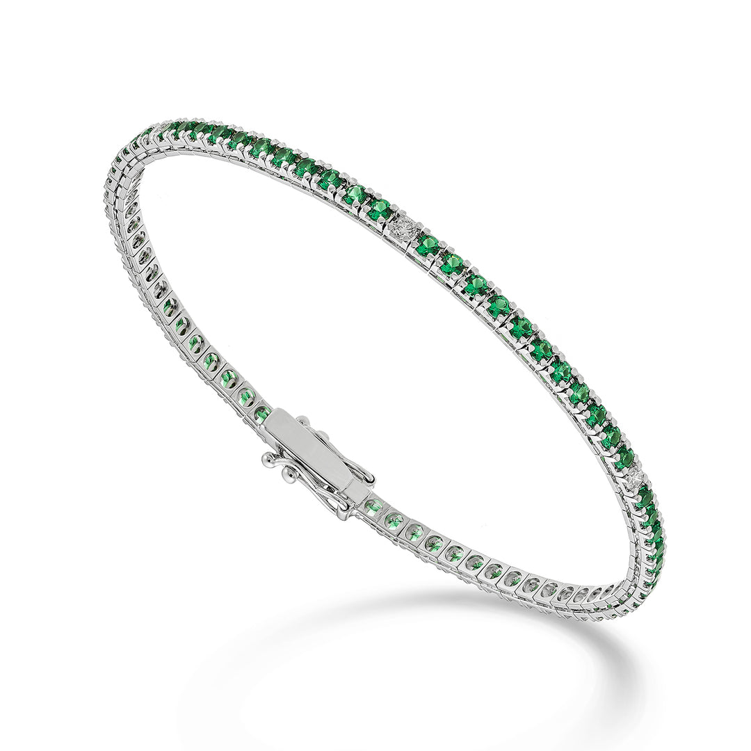 Nihama br tennis 18k emeralds 2.30 ct diamonds 0.22 ct 17.5 cm -71 settings NBTQ250SMRDIO4