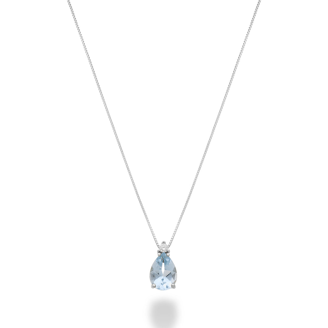 Nihama cl 18k aquamarine drop 7x5 with diamond ND5190O4AM