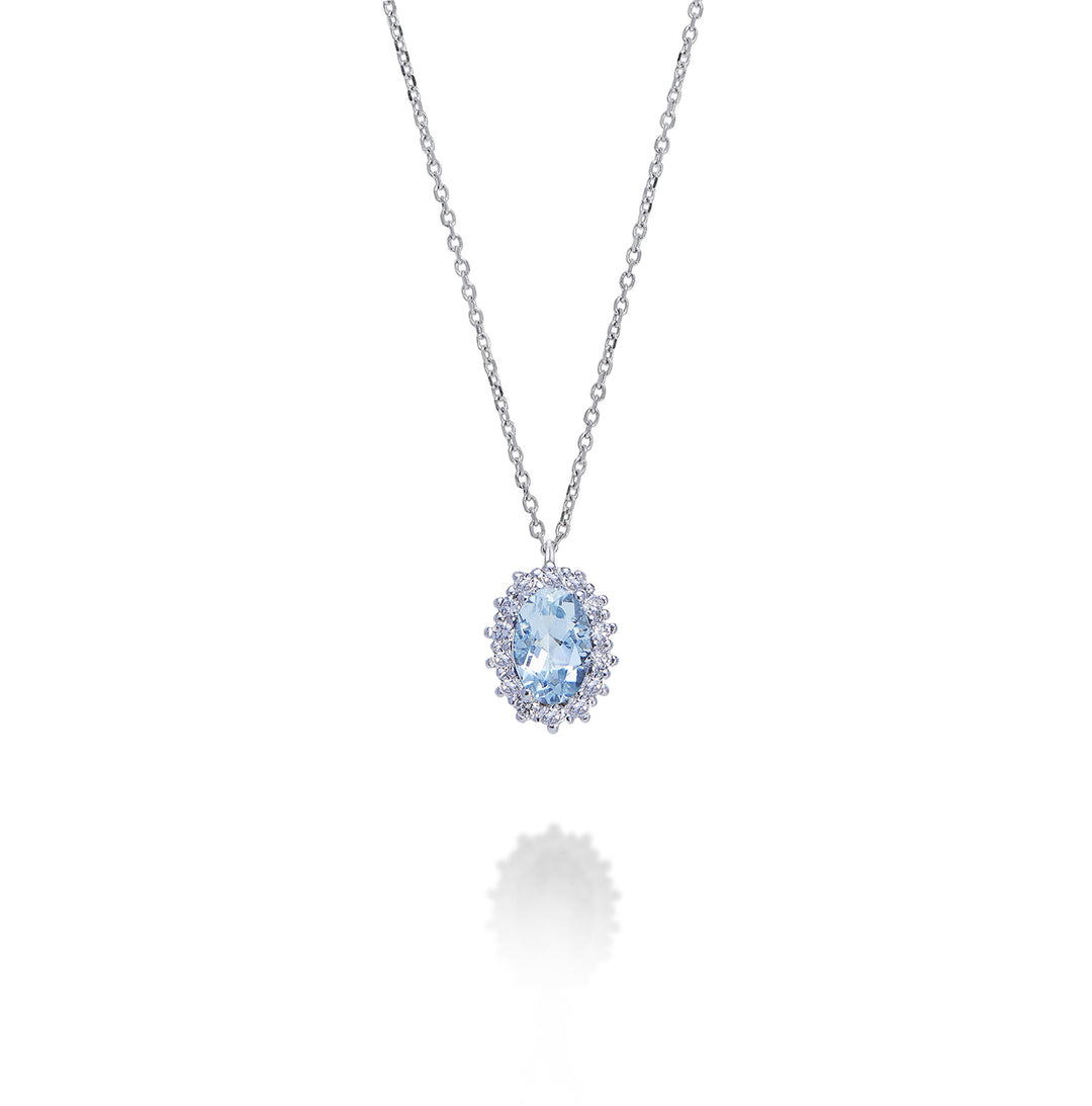 Nihama cl 9k oval aquamarine 6x4 ct.0.30 diam. 0.13 ct ND5086R4AM