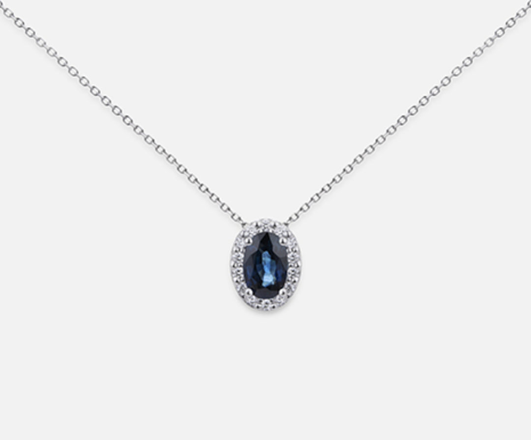 Nihama cl 18k oval sapphire 6x4 ct.0.40 diam ct. 0.09 ND5059O4ZFD