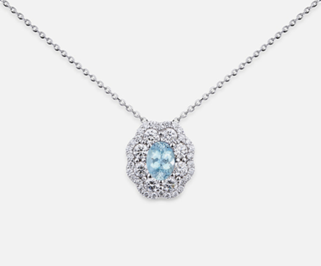 Nihama cl 18k oval aquamarine 6x4 ct.0.30 dia ct.0.63 ND5057O4AM