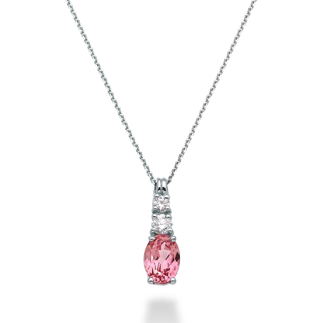 Nihama cl 18k oval pink sapphire 7x5 ct.0.80 dia ct.0.15 ND5056O4ZFRP