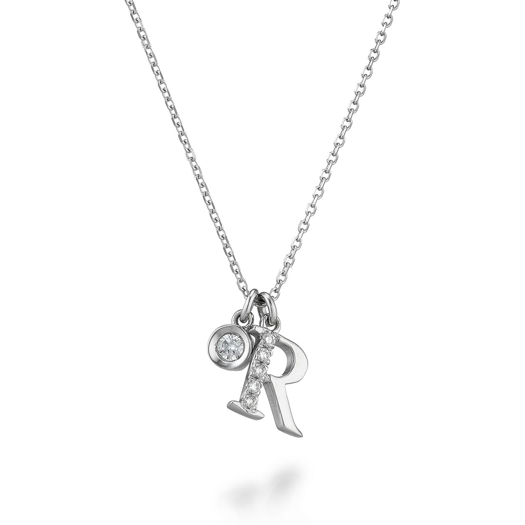 Golay cl 9k letter r white gold diam. ct.0,06 GPLRDR4