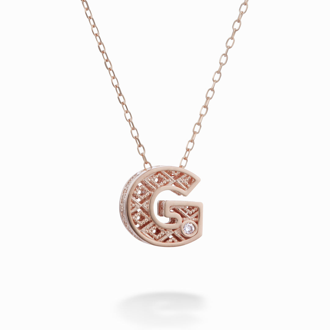 Nihama cl 18k letter g rose gold diam. ct.0,01 NDLETGO3