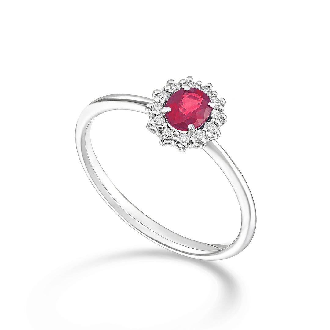 Nihama an 18k nat. ruby. oval 5x4 ct.0.40 diam. 0.10 ct NA5167O4RBN
