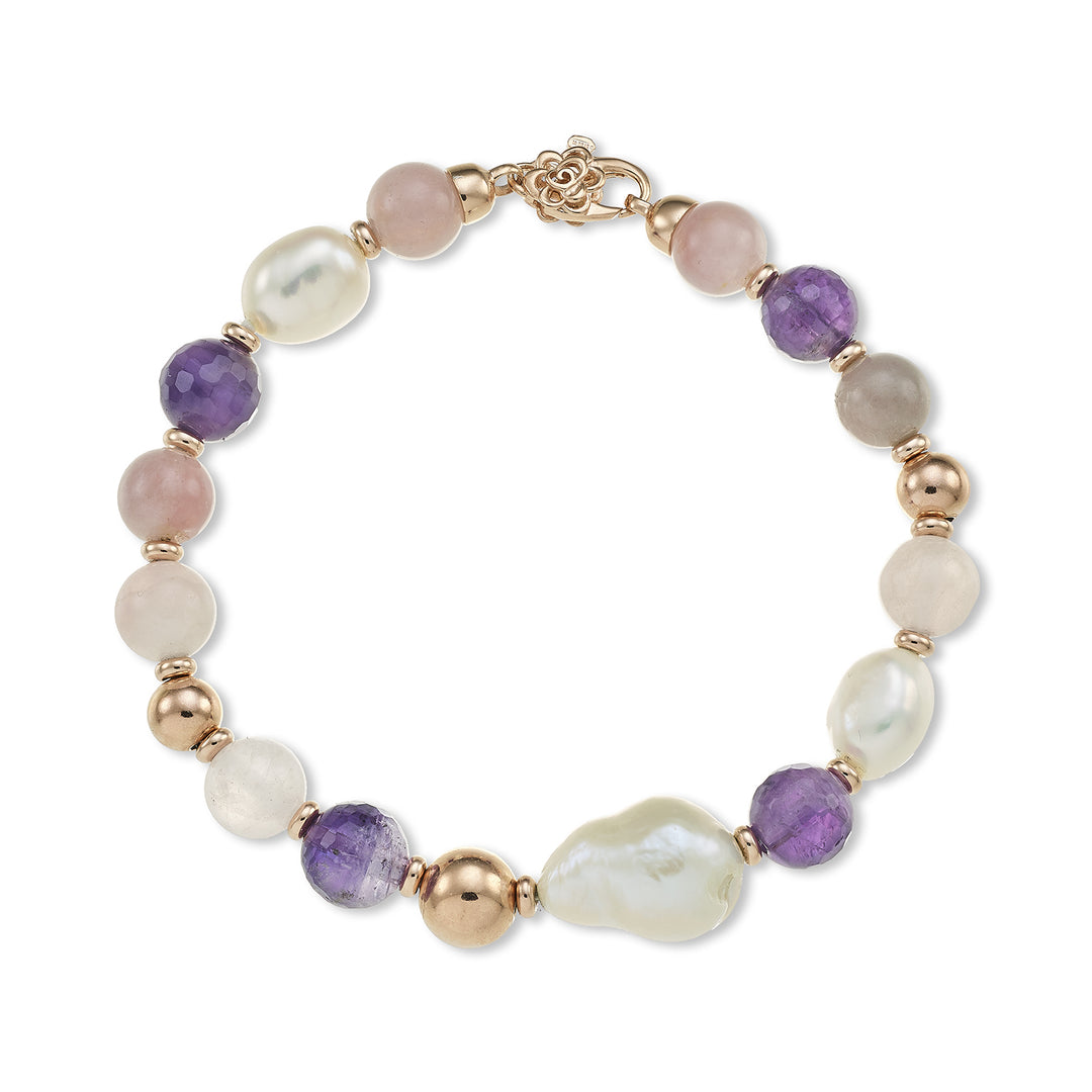 Nihama br ag925 fw bar 9/10 nucl. 11/12 amethyst and pink opal 8mm NB7457A3AMETISTA