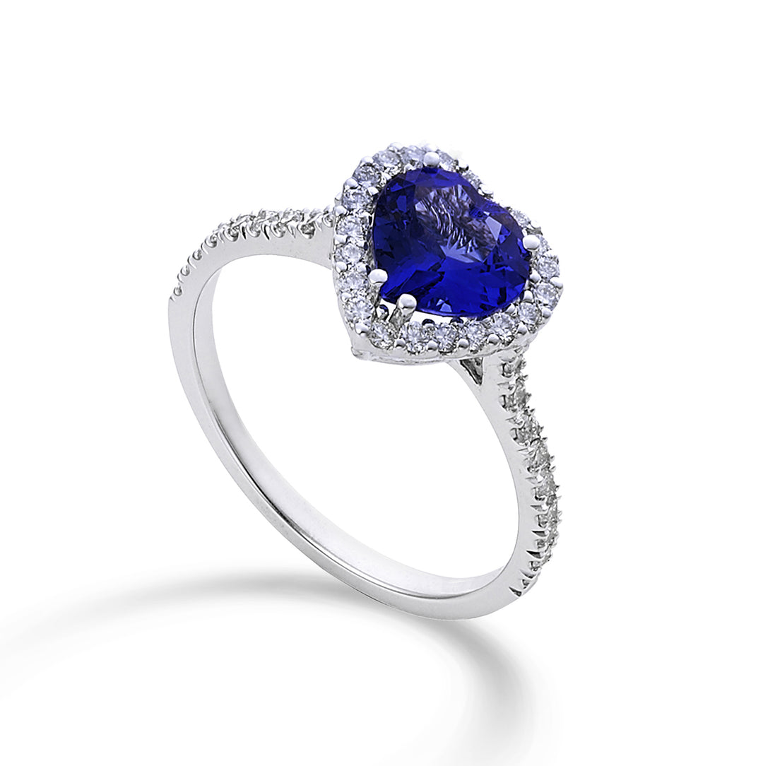 Golay thin diamond and tanzanite ring 7x7 heart shape ACLC061DITZ2-24088110091