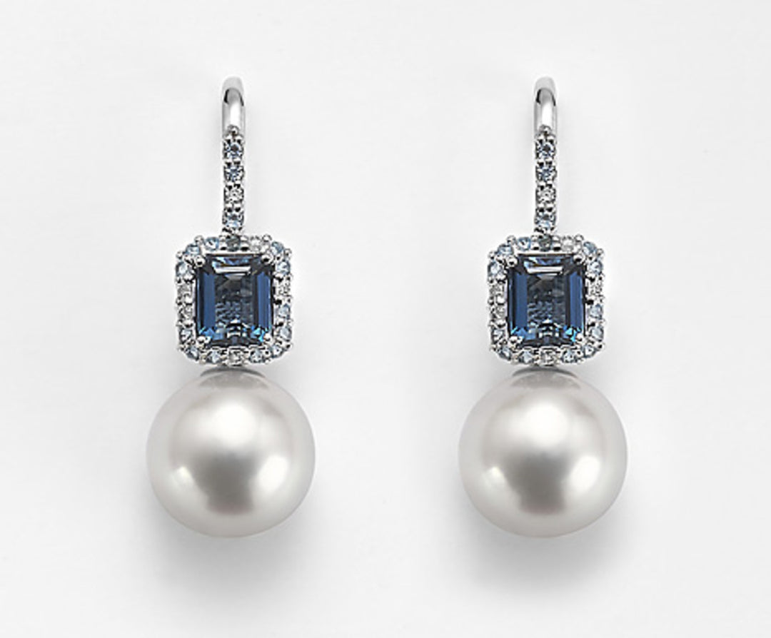 Nihama or 18k sspw 11/12 ct.0,12 diam, blue topaz and london t opaze NO1428O4SABI110