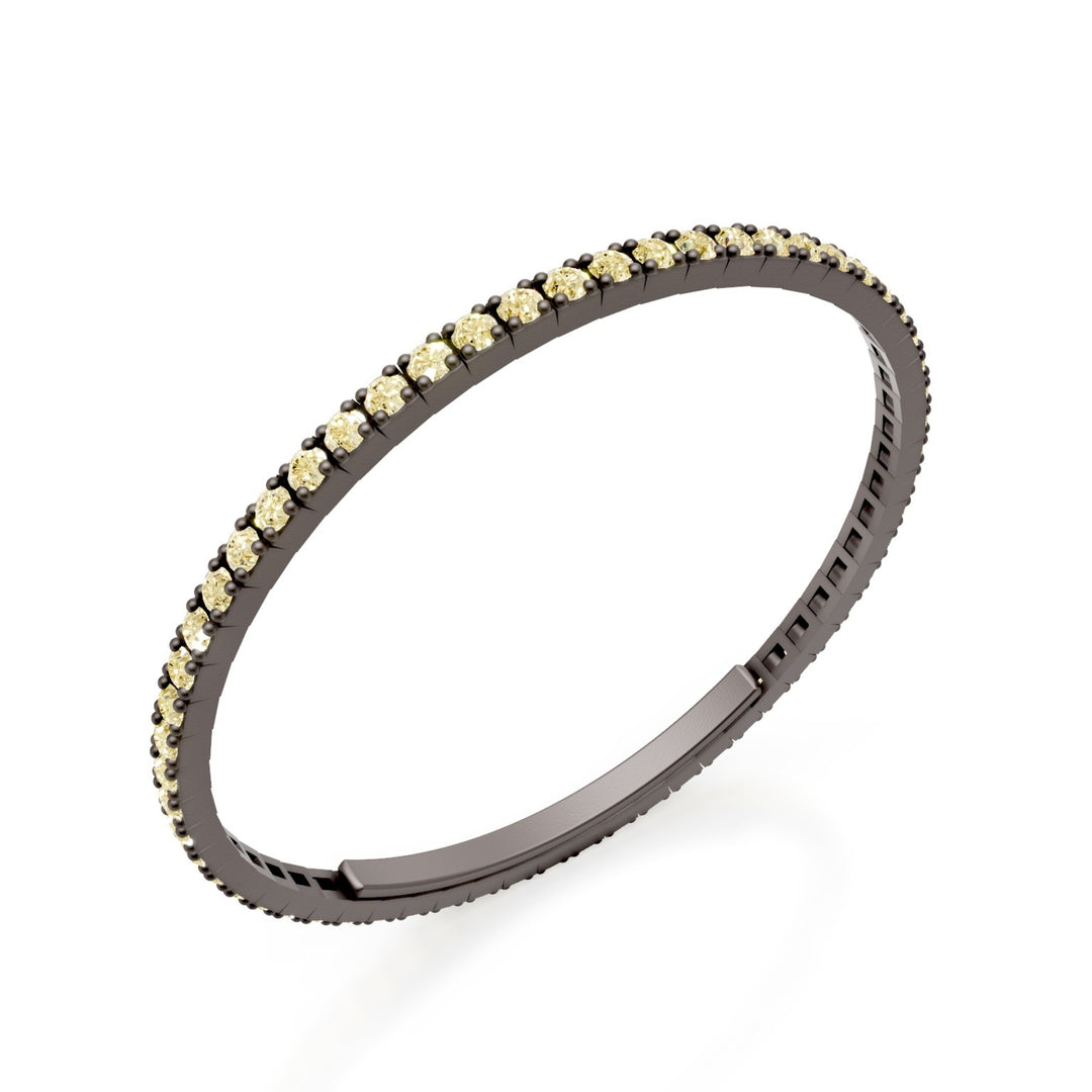 X-Diamond gray titanium tennis bracelet set entirely with diamonds l. g. fancy yellow, with butterfly clasp, 18.5cm, second size LXDBRT012FYGR-185