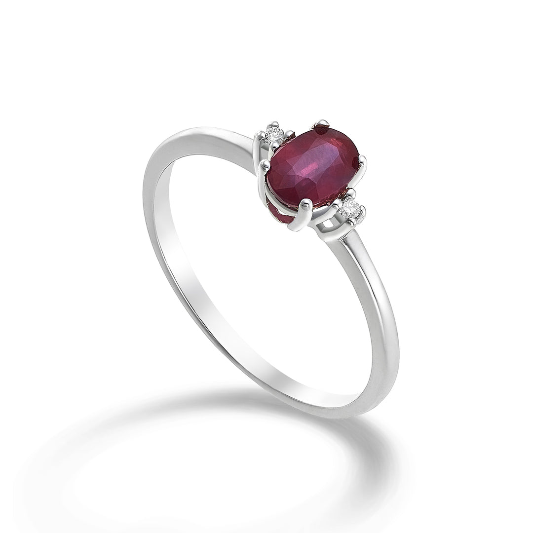 Nihama an 9k ruby ​​n. oval 6x4 ct.0.57 diam. ct.0,02 NA5072R4RBN057