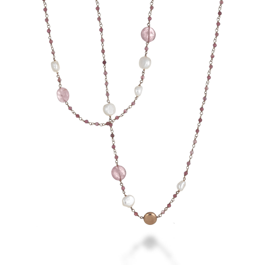 Nihama cl ag925 fw bar 6/7 9/10 rose quartz 80 cm ND7596A3QUARZOROSA