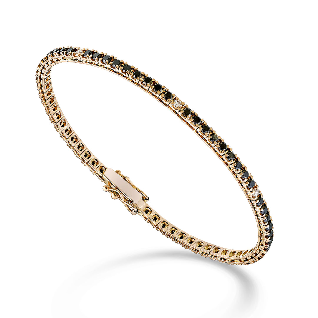 Mikiko br tennis 18k black spinel 1.90 ct diamonds 0.16 ct rose gold 17.5 cm - 80 settings MBTQ220SBKDIO3