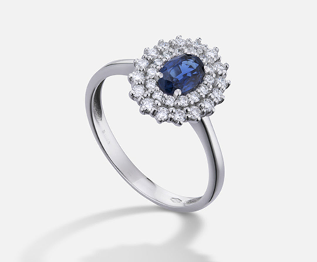Nihama an 18k sapphire no. oval 6x4 ct.0.67 dia ct.0.37 NA5116O4ZFN067