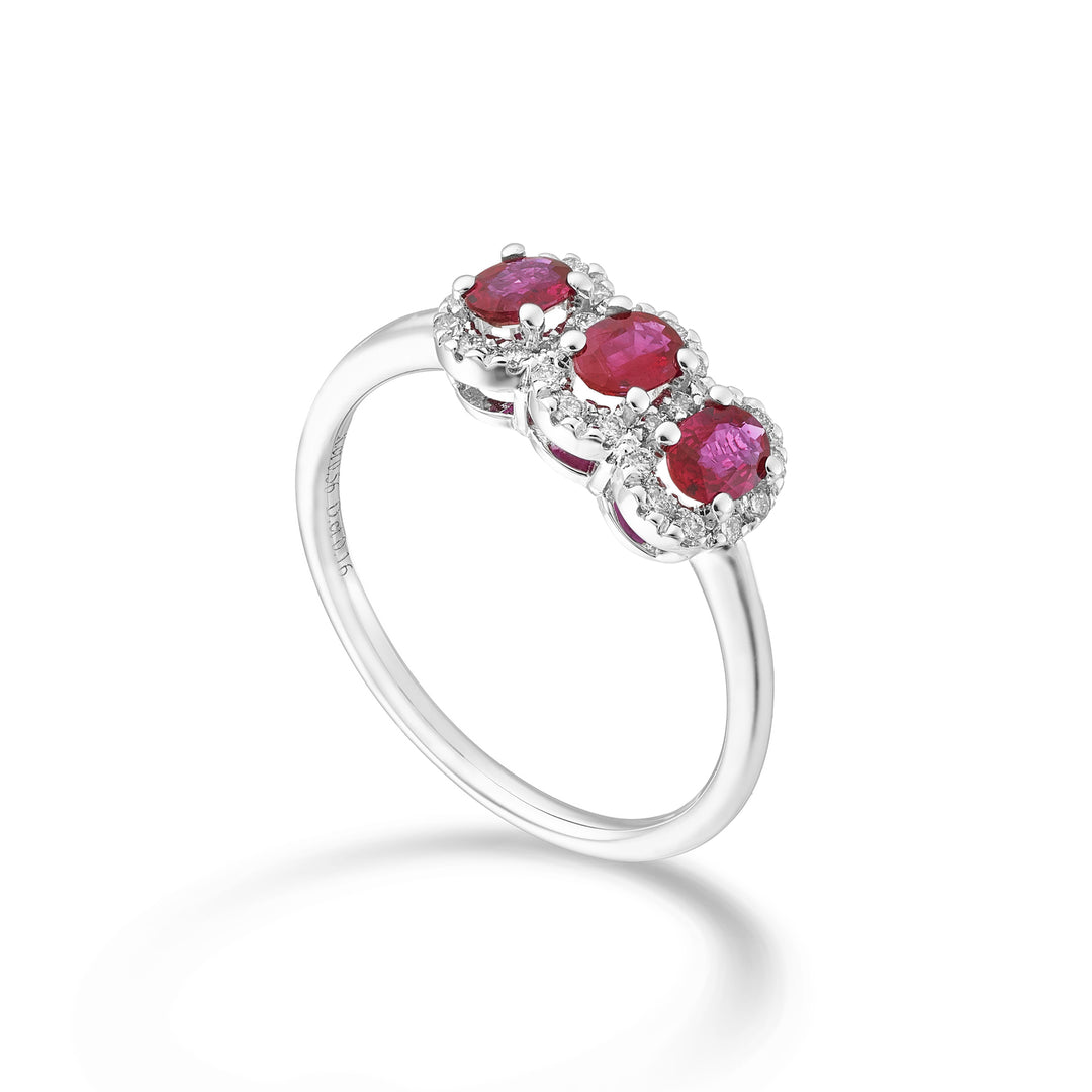 Nihama an 18k ruby ​​trilogy nat. oval 4x3 ct. 0.60 diam. ct.0.16 NA5194O4RUN43