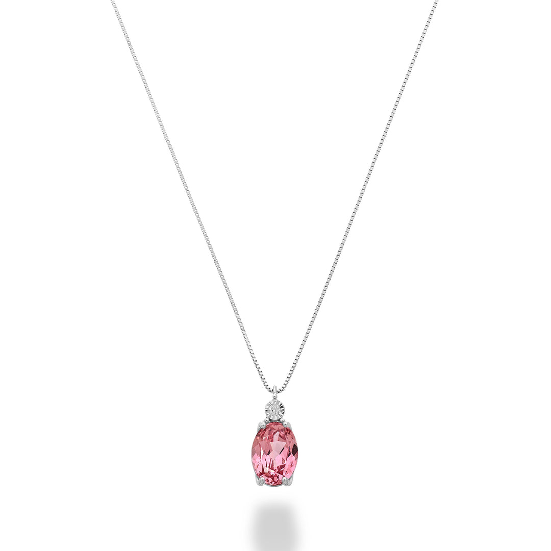 Nihama cl 18k oval pink sapphire 7x5 with diamond ND5186O4ZFRP