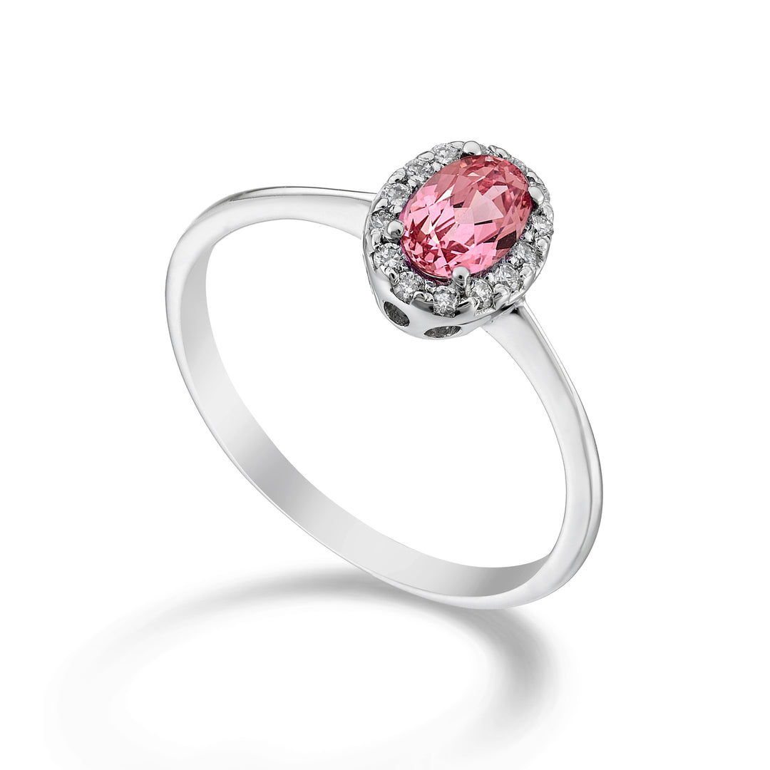 Nihama an 18k oval pink sapphire 6x4 ct.0.60 dia ct.0.09 NA5115O4ZFRP