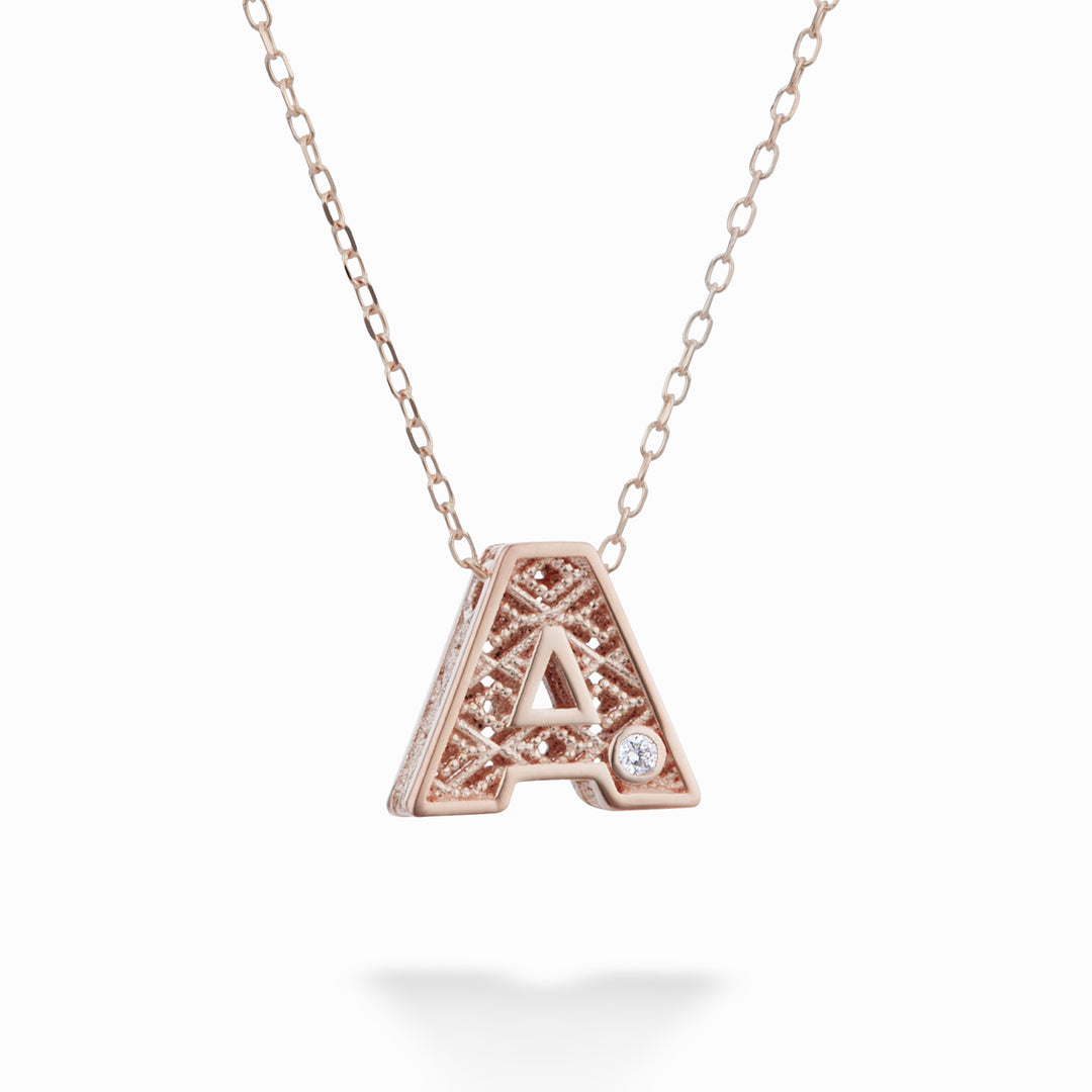 Nihama cl 18k rose gold letter diam. ct.0,01 NDLETAO3