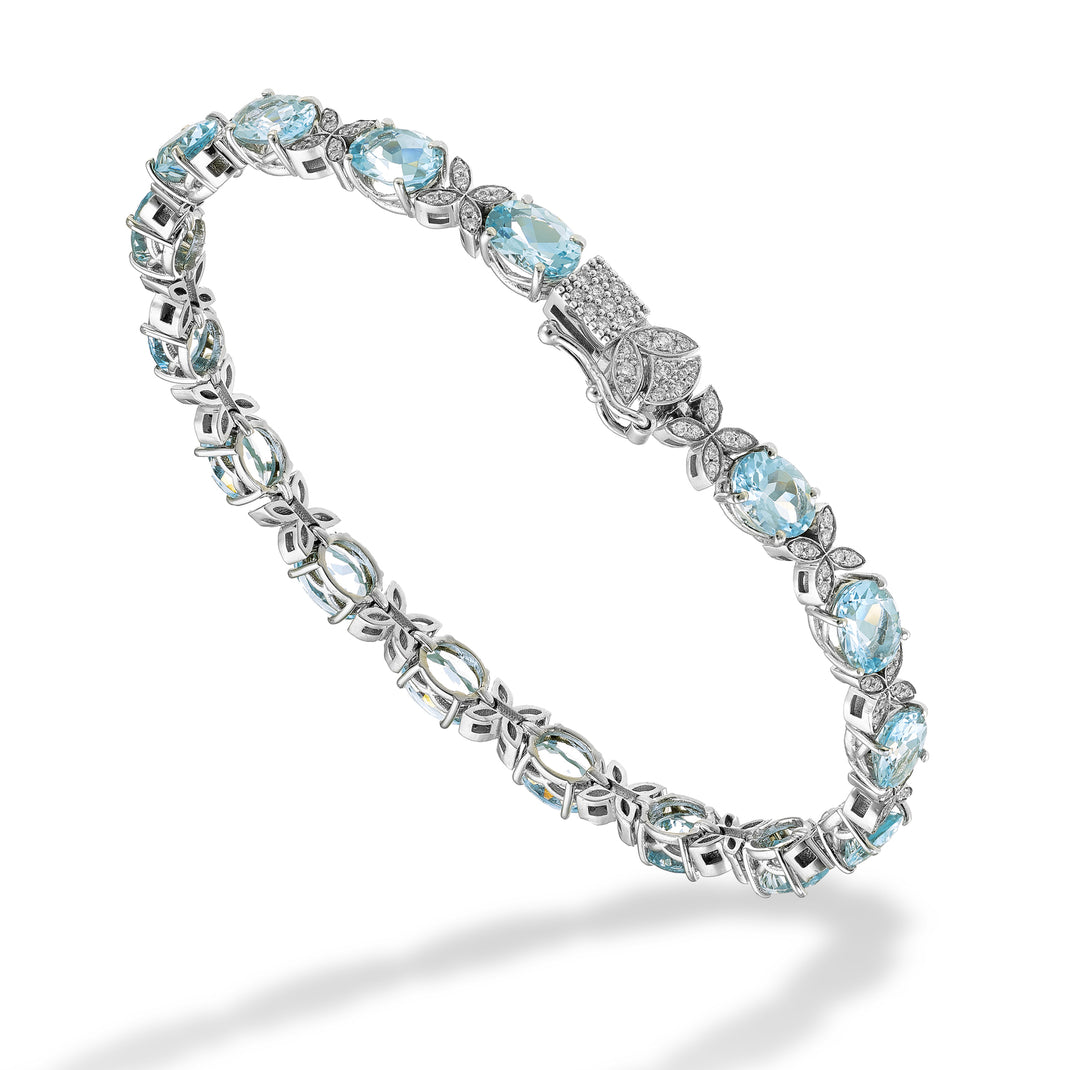 World Diamond Group oval aquamarine and diamond bracelet BCT031DIAQ-22276110009