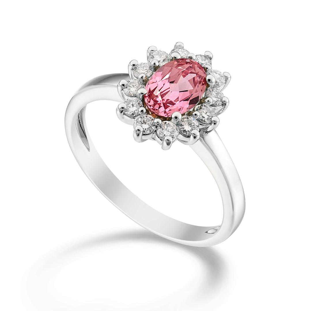 Nihama an 18k oval pink sapphire 7x5 ct.0.80 diam. 0.30 ct NA5094O4ZFRP