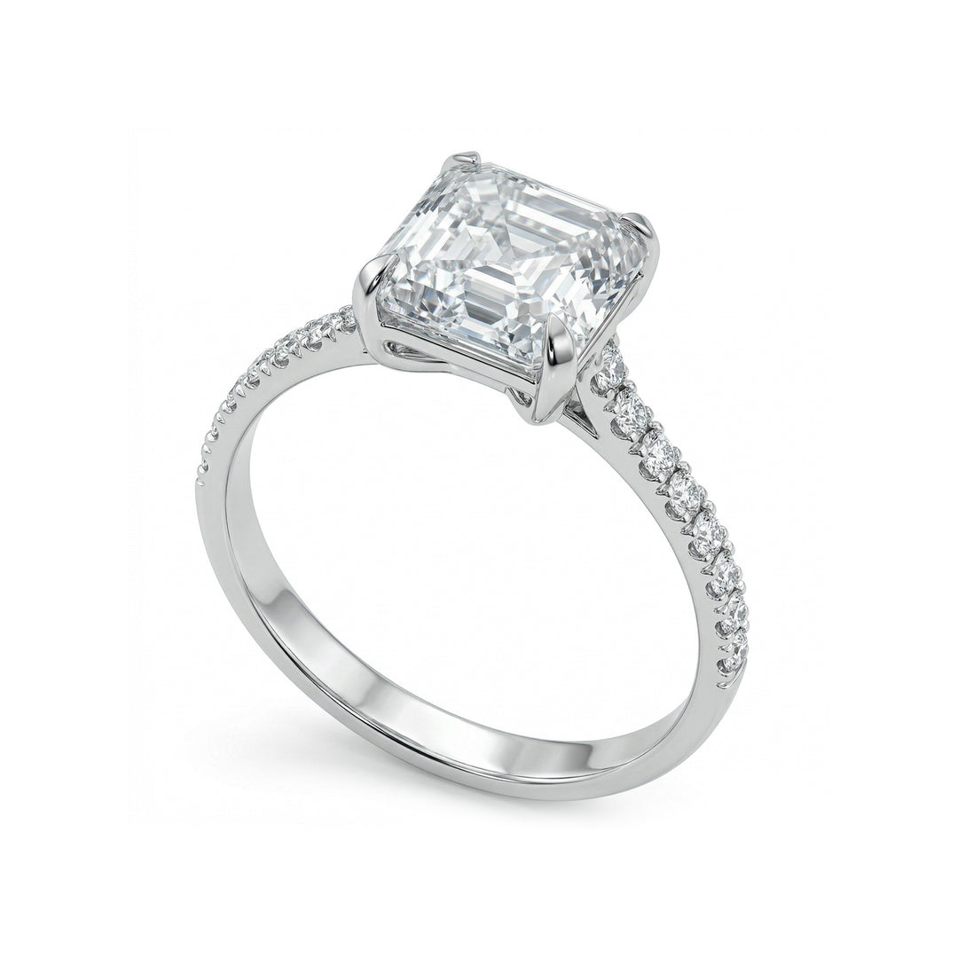 X-Diamond an 18kt lab g.d.tot. ct.2.77, cen square modified emerald 2.54ct and recessed shank 0.23ct XXDAPU124O4SQBI277