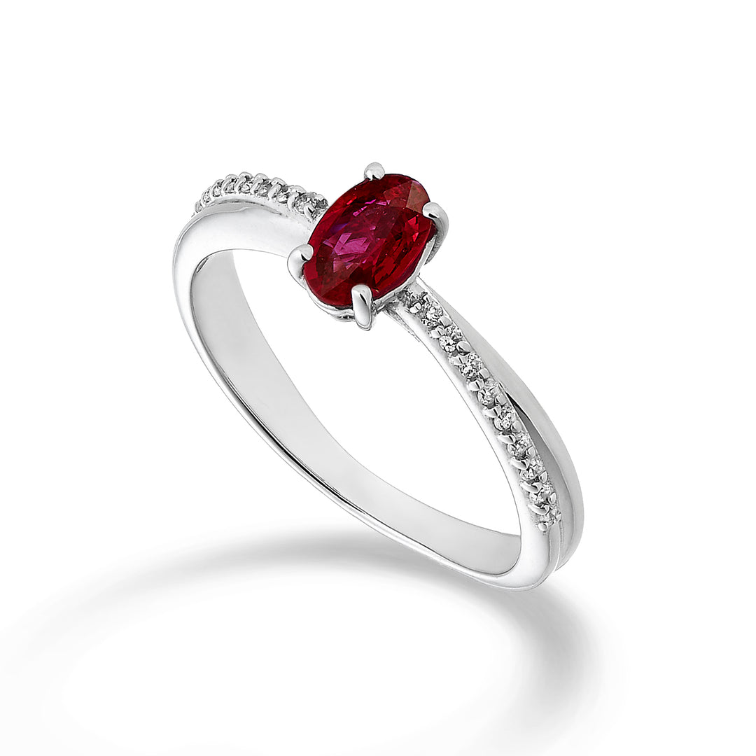 Nihama an 18k ruby ​​n. oval 6x4 ct.0.39 diam. ct.0.07 NA5103O4RBN039