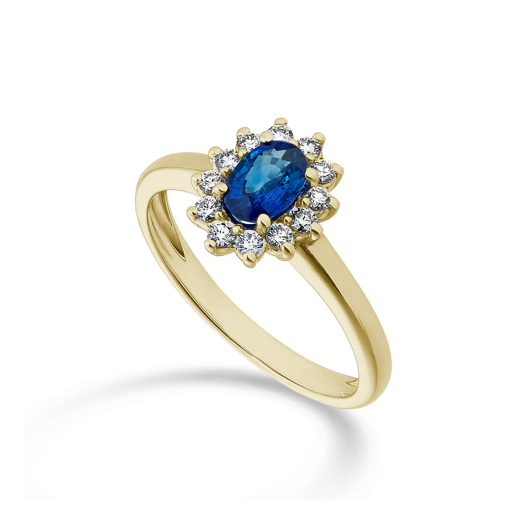 Nihama an 18k sapphire no. oval 6x4 ct.0.62 diam. 0.23 ct yellow gold NA5093O1ZFN062