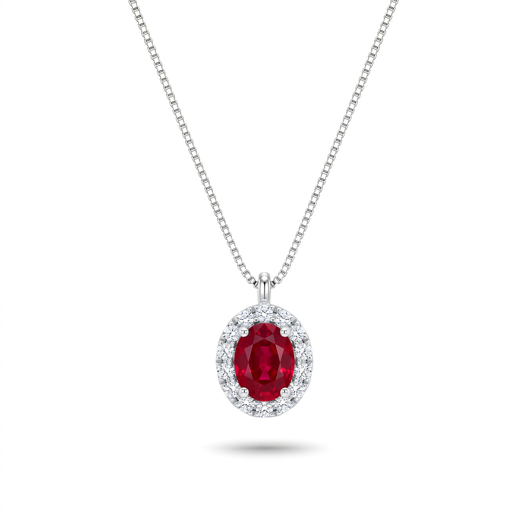 Nihama cl 18k oval ruby 5x4 with diamond surround ND5202O4RBN