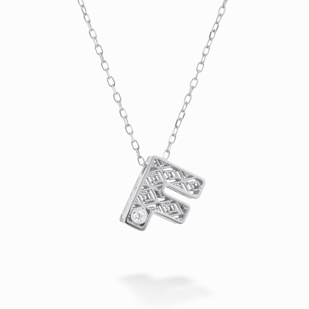 Nihama cl 18k letter f white gold diam. ct.0,01 NDLETFO4