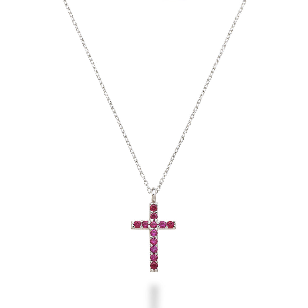 Nihama cl 18k cross size 2 (1.0 cm) white gold with rubies 0.07 ct NDCRO2O4RBR