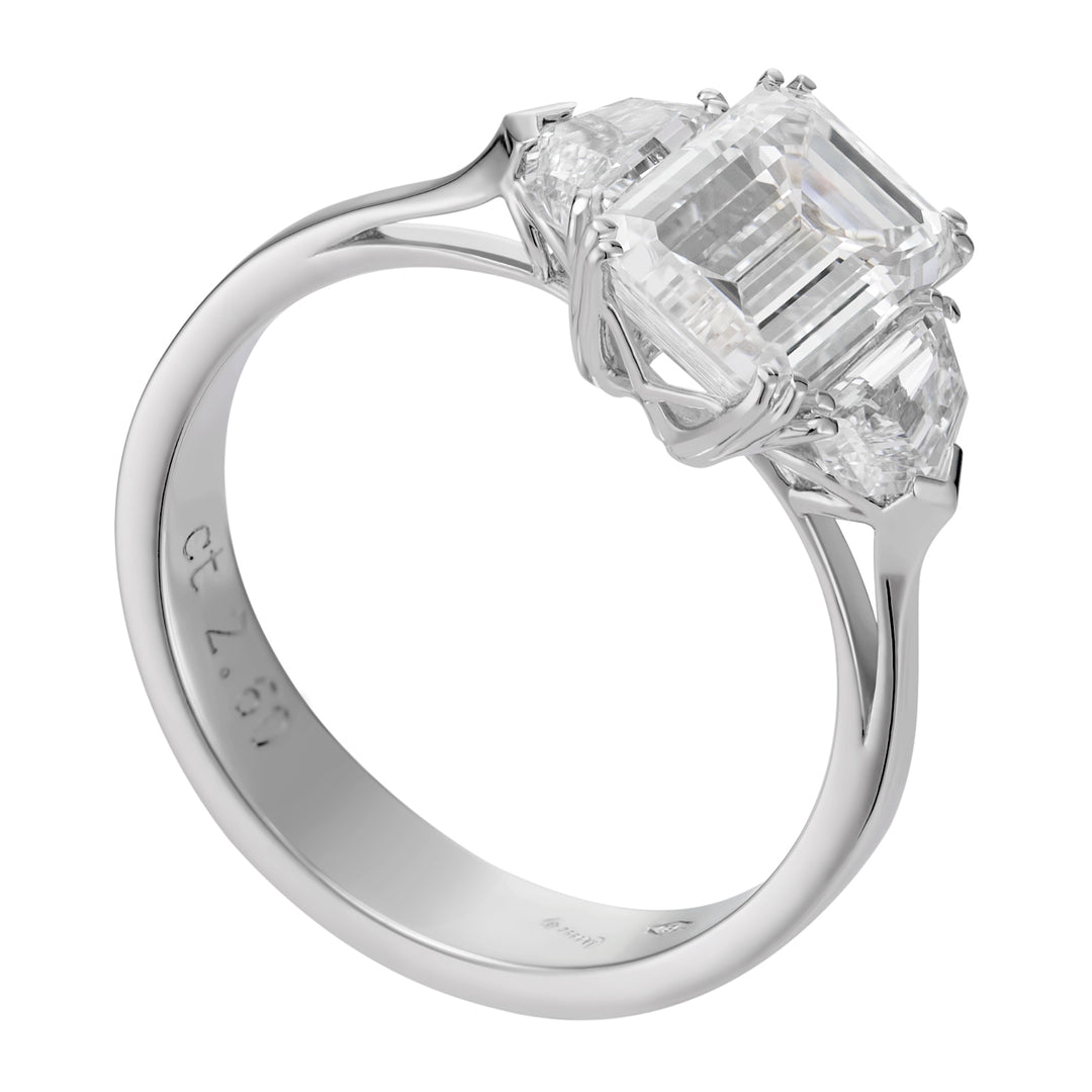 World Diamond Group central emerald cut trilogy ring APU271DI-19266110067