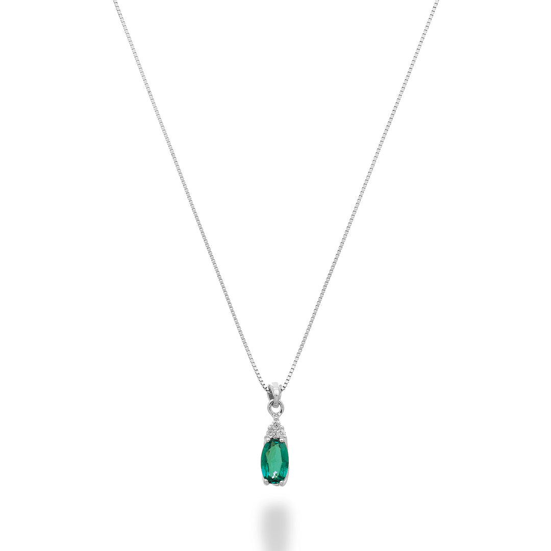 Nihama cl 18k oval emerald 5x3 with three diamonds ND5187O4BE