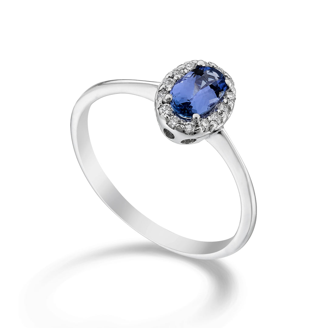 Nihama an 18k tanzanite n. oval 6x4 ct.0.38 dia ct.0.09 NA5115O4TZN