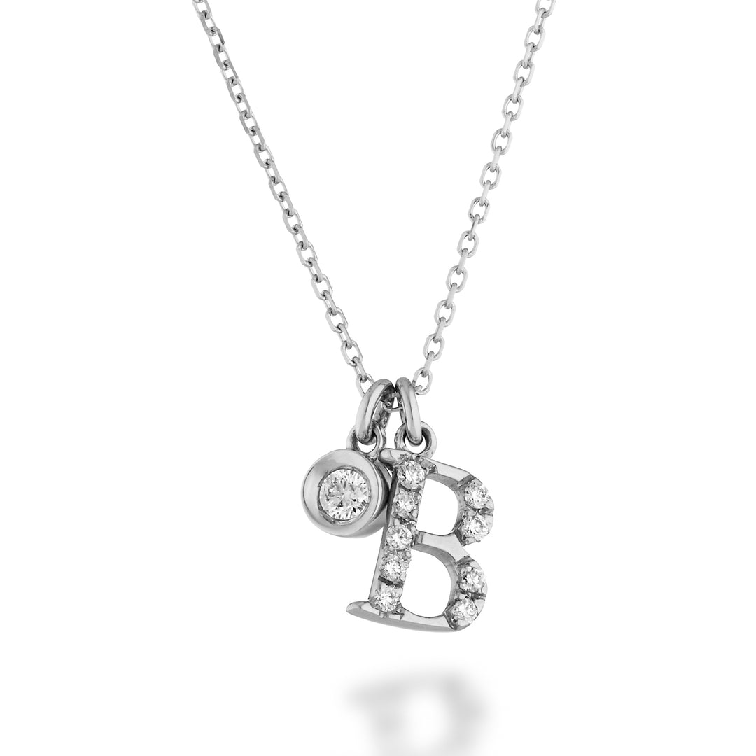 Golay cl 9k letter b white gold diam. ct.0,08 GPLBDR4