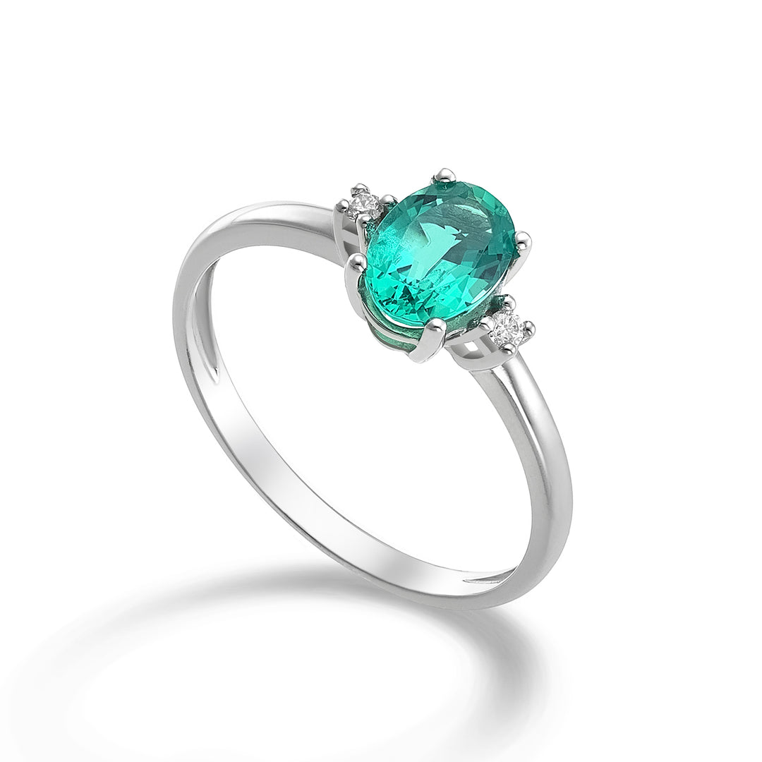 Nihama an 9k oval emerald 7x5 ct.0,60 diam. ct.0,03 NA5073R4BE