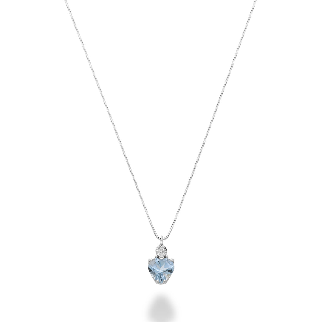 Nihama cl 9k aquamarine heart 5x5 with diamond ND5195R4AM