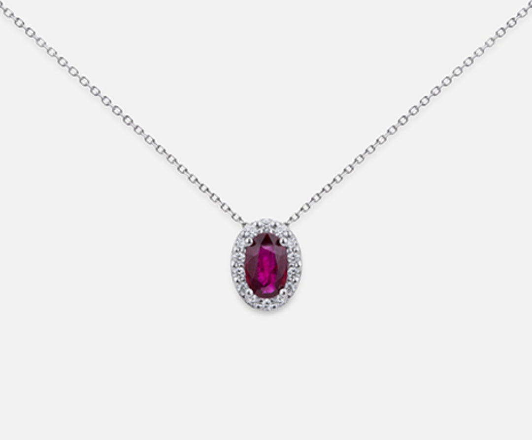 Nihama cl 18k oval ruby 6x4 ct.0.40 dia ct.0.09 ND5059O4RBC