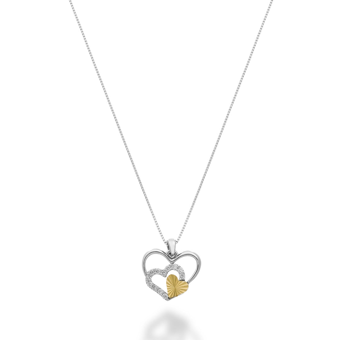Nihama cl 18k fantasy with hearts and diamonds in white gold, with heart element in yellow gold ND5199O7BR006