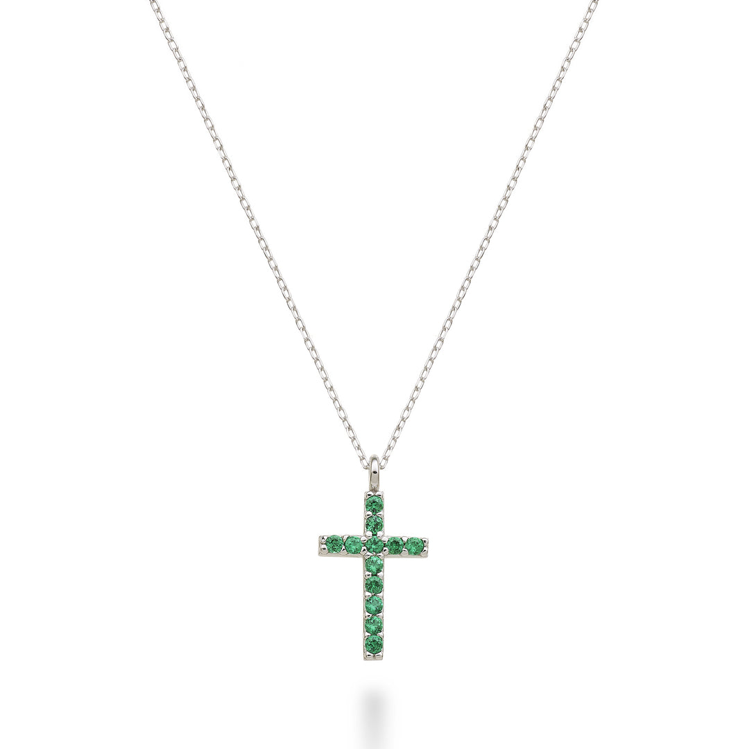 Nihama cl 18k cross size 3 (1.4 cm) white gold with emeralds 0.11 ct NDCRO3O4SMR