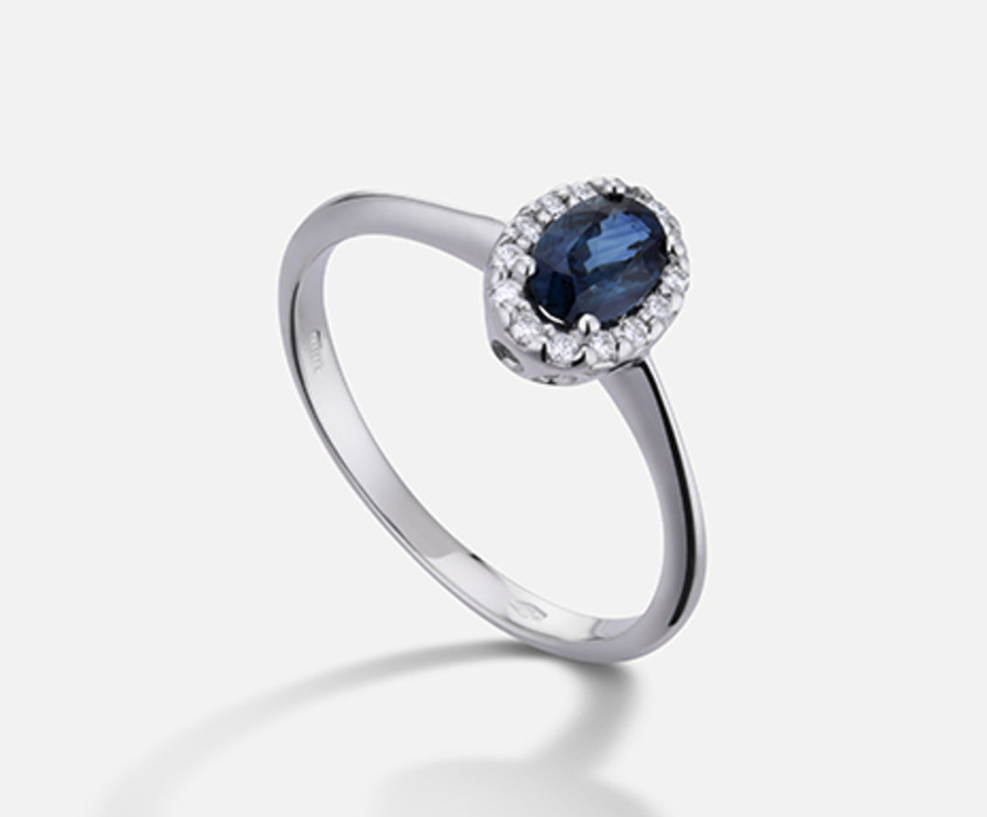 Nihama an 18k oval sapphire 6x4 ct.0.40 dia ct.0.09 NA5115O4ZFD