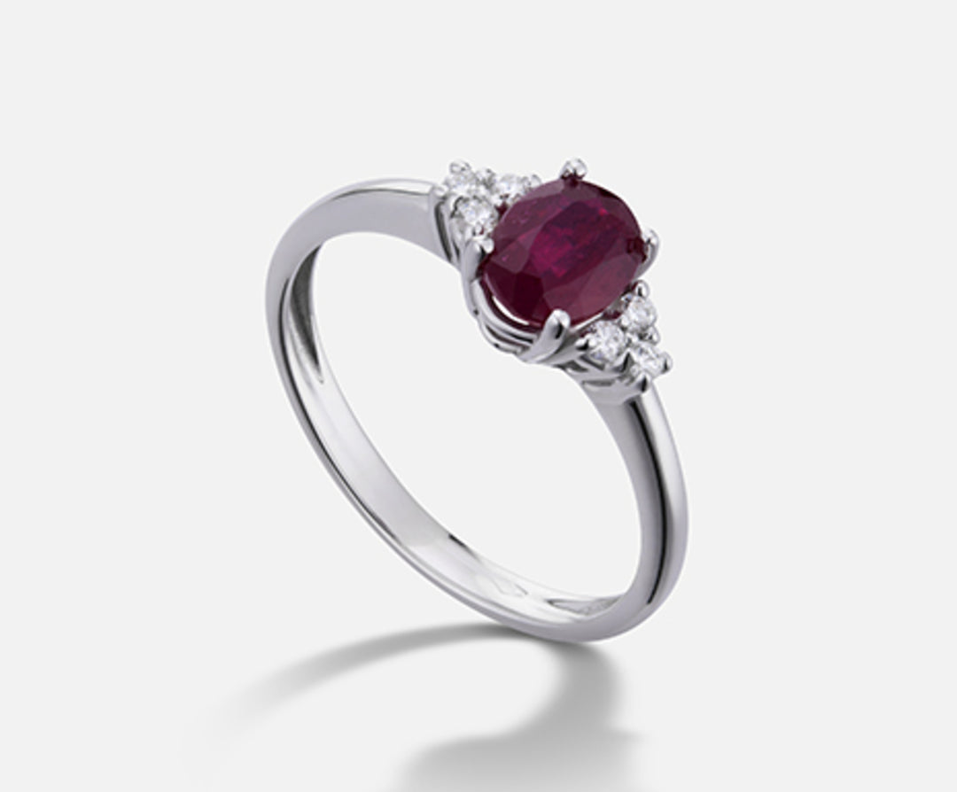 Nihama an 18k oval ruby ​​7x5 ct. 0.90 dia ct.0.09 NA5112O4RBC