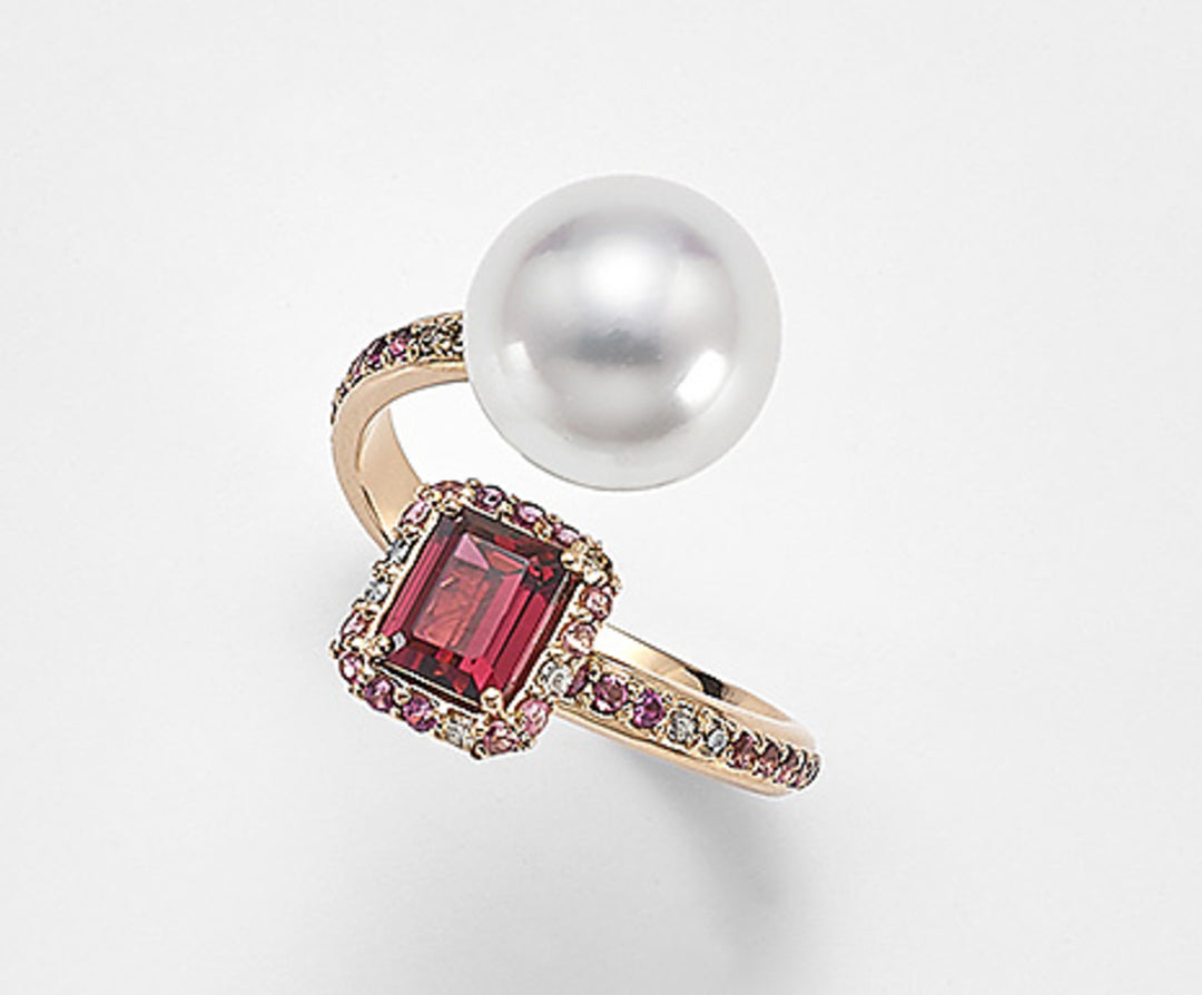 Nihama an 18k sspw 10/11 ct.0,16 brown diam, pink tourmaline and rhodolite NA0772O3SABI100