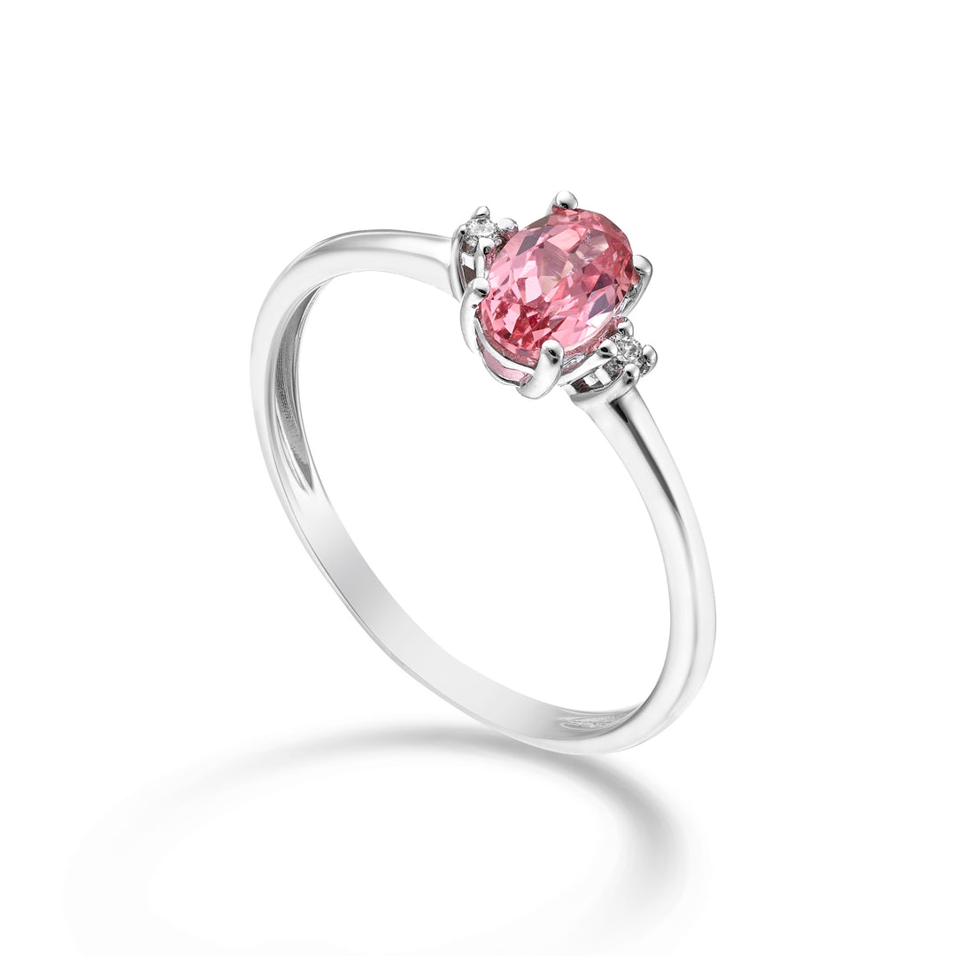 Mikiko an 18k oval pink sapphire 6x4 ct.0.60 diam. ct.0.02 MA5072O4ZFRP
